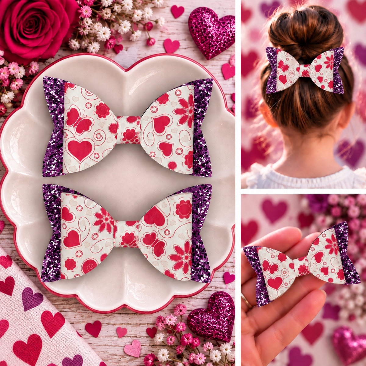 Valentines Day Hair Bows