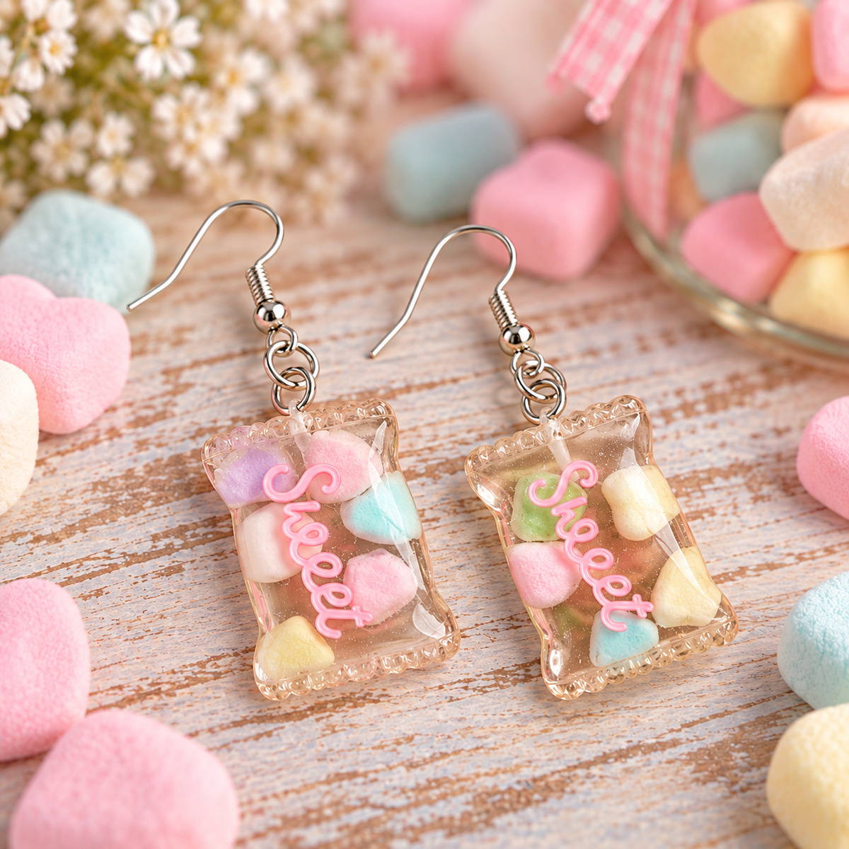 Candy & Teddy Bear Resin Earrings