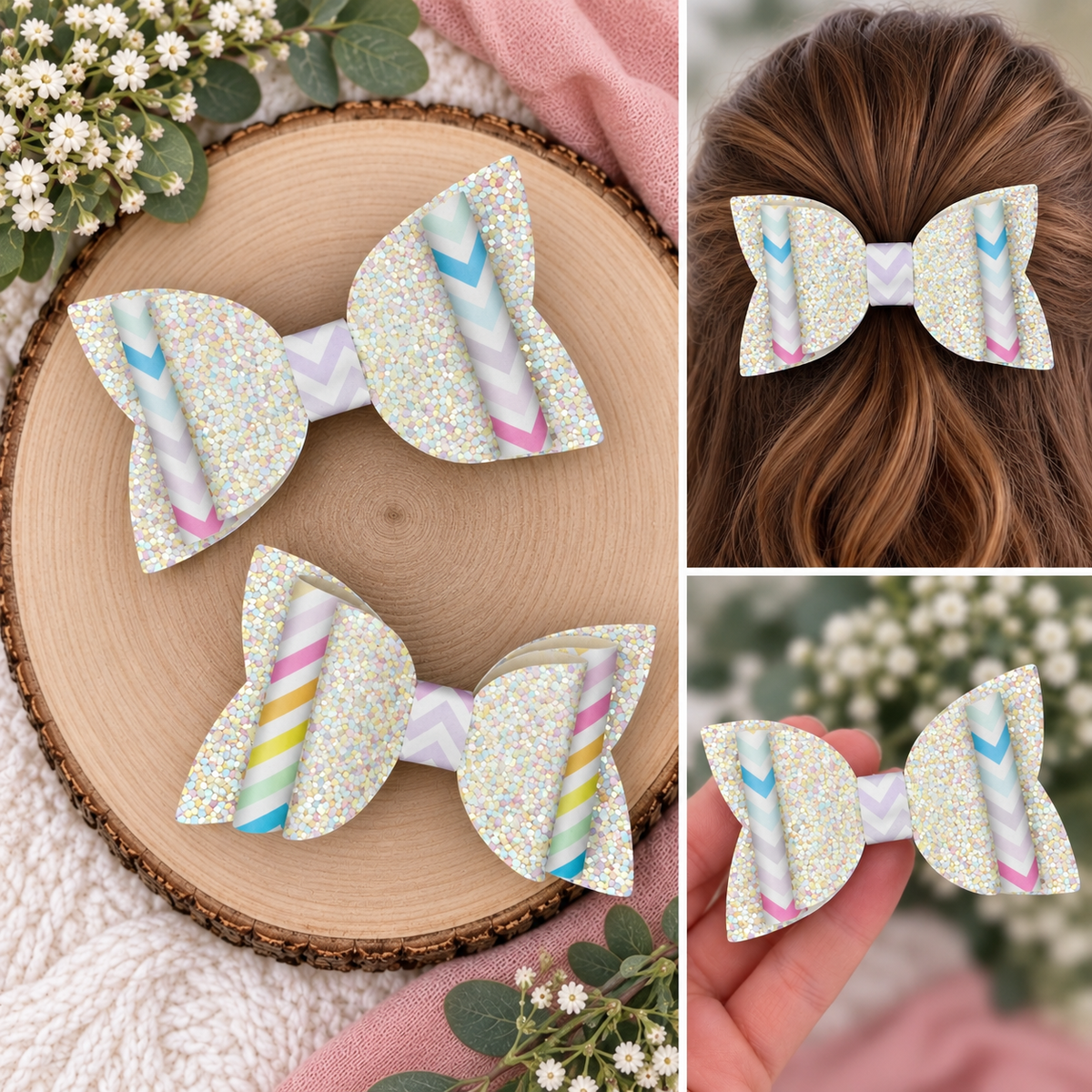 Pastel Chevron Hair Bows