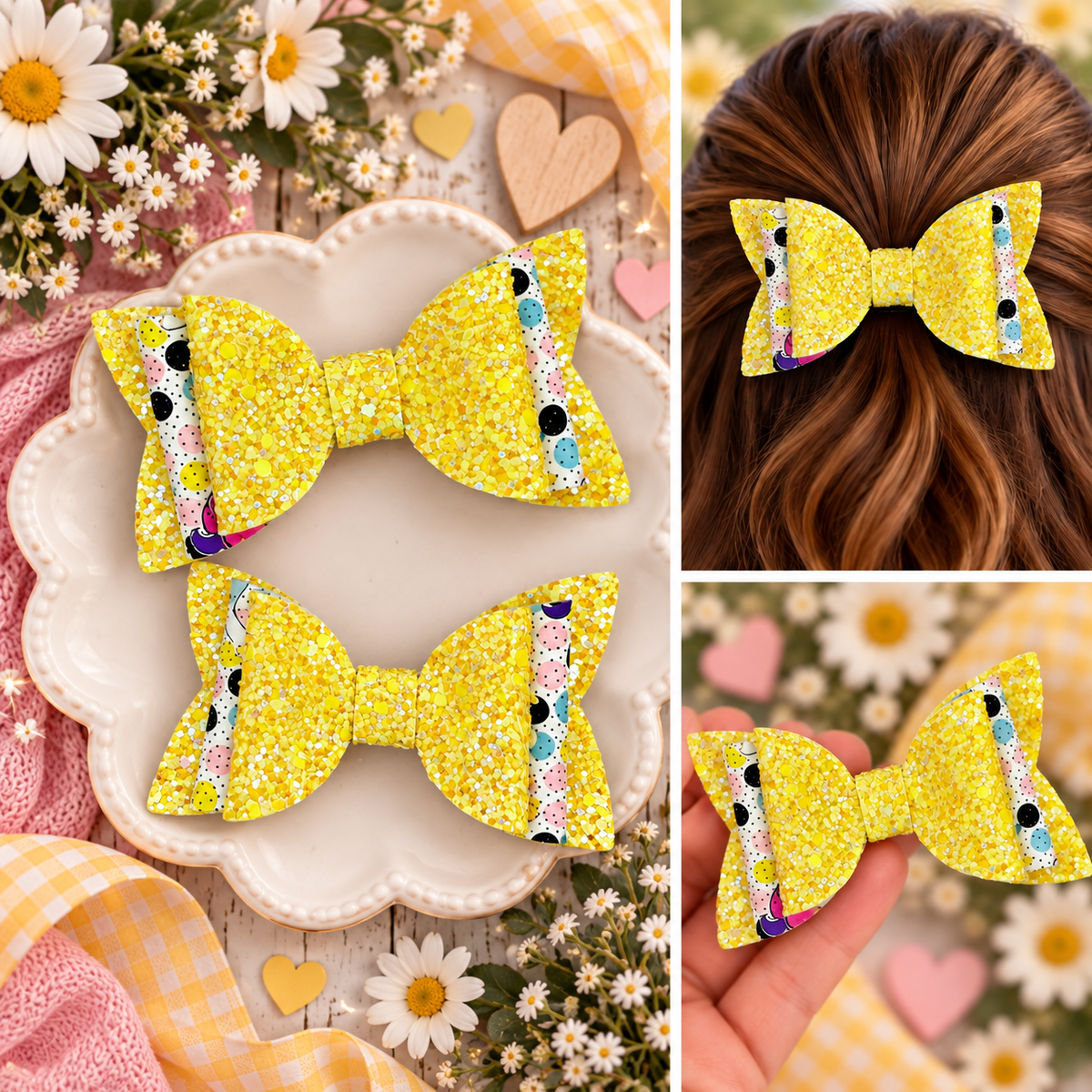 Polka Dot Unicorn Hair Bows