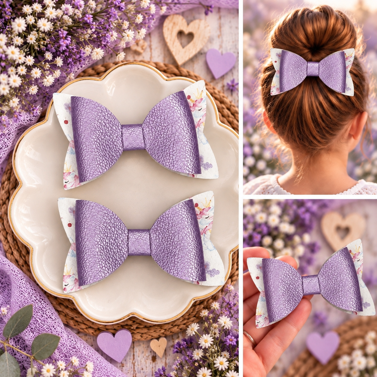 Watercolor Unicorn Hair Bows