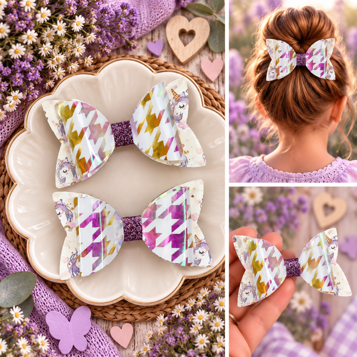 Watercolor Unicorn Hair Bows