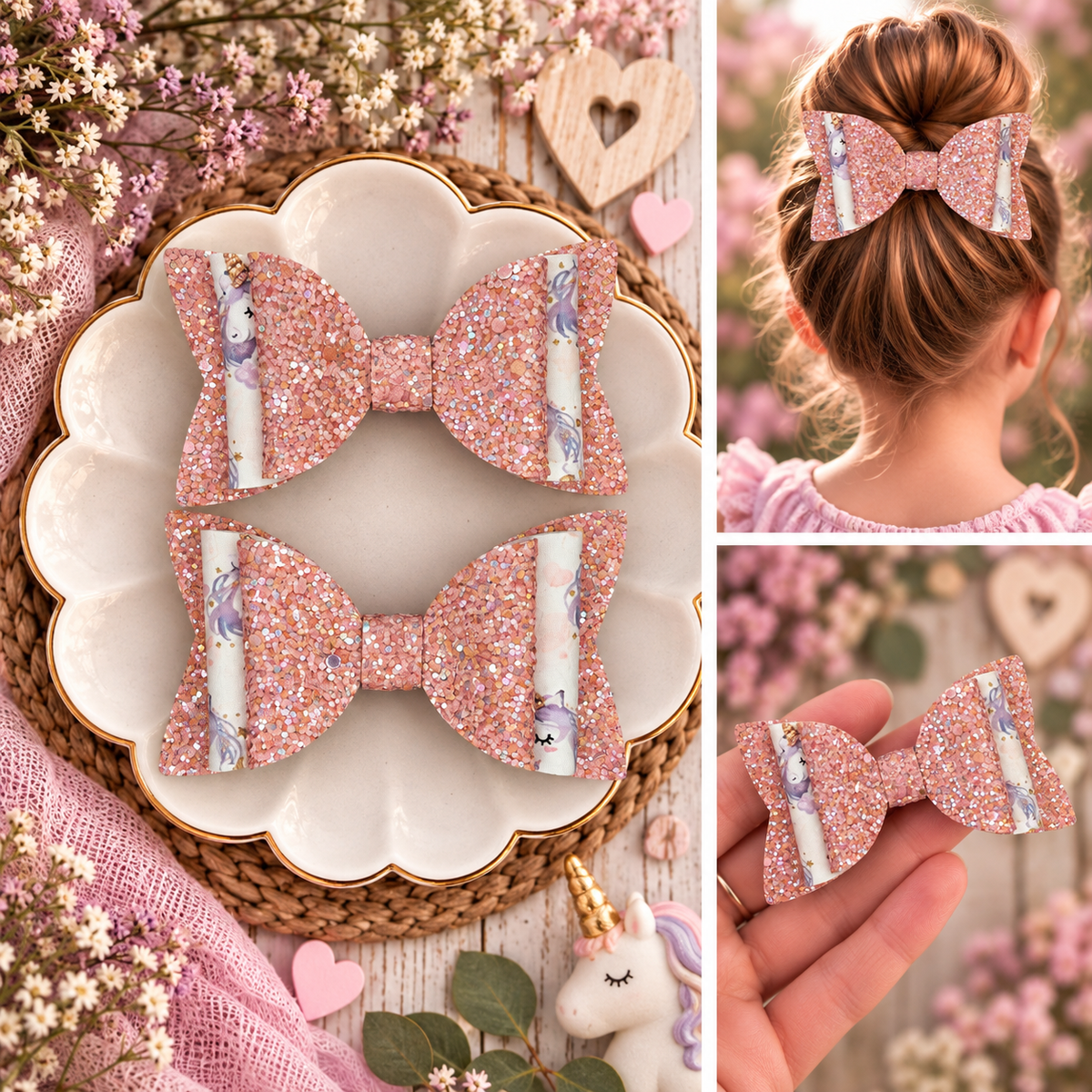 Watercolor Unicorn Hair Bows