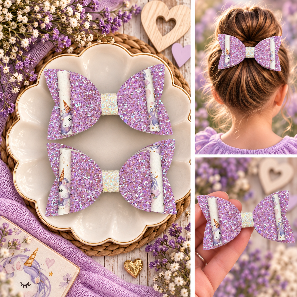 Watercolor Unicorn Hair Bows
