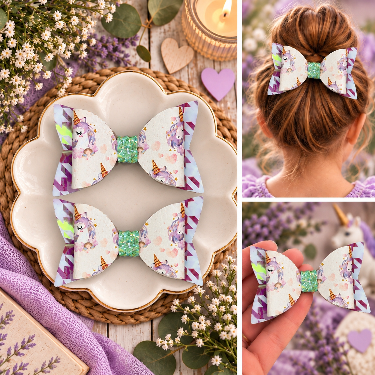 Watercolor Unicorn Hair Bows
