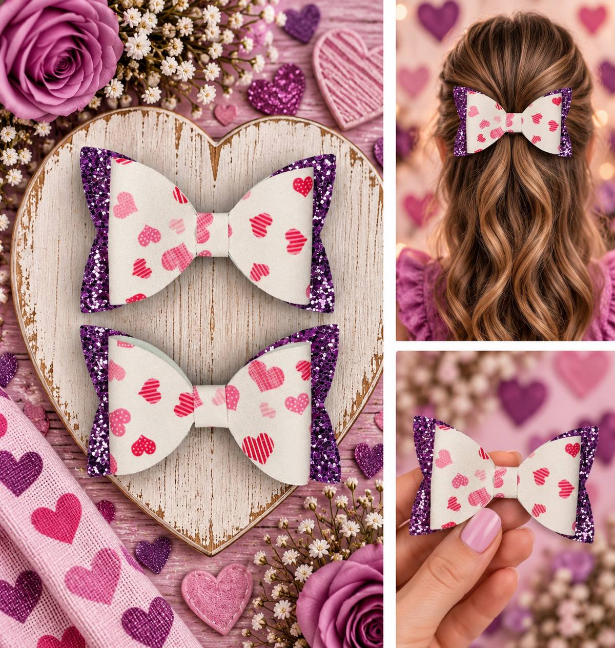 Valentines Day Hair Bows