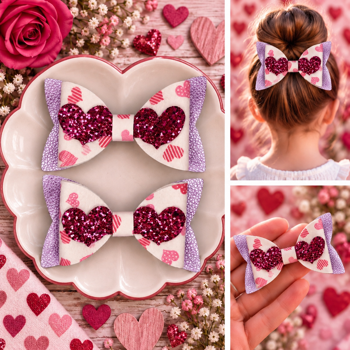 Valentines Day Hair Bows