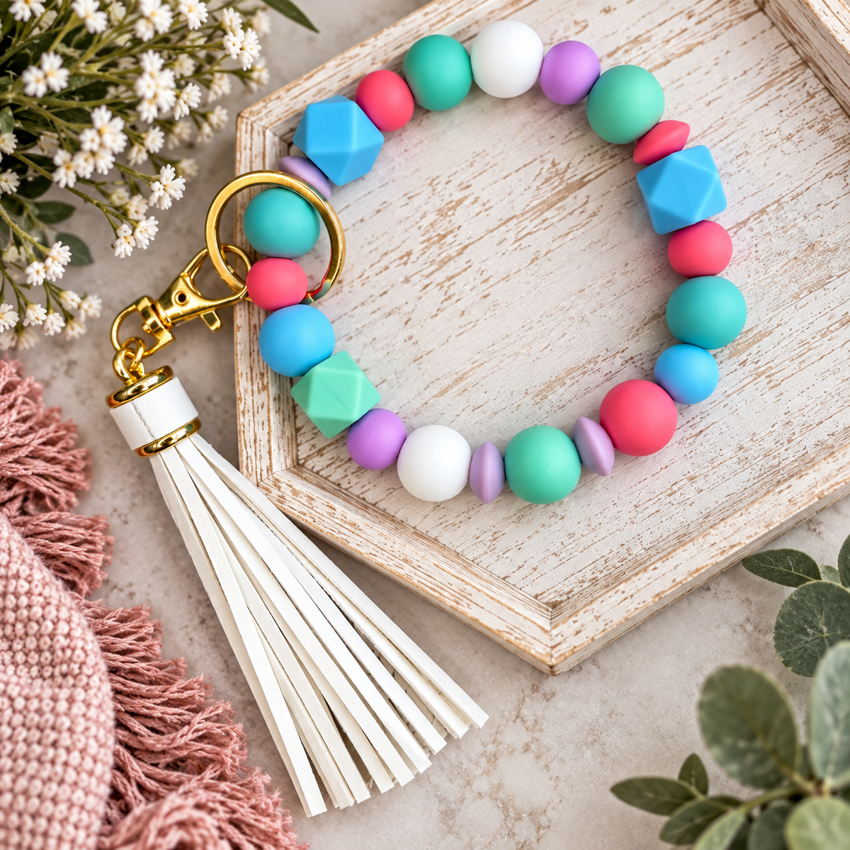 Silicone Bead Wristlets w/ Tassels
