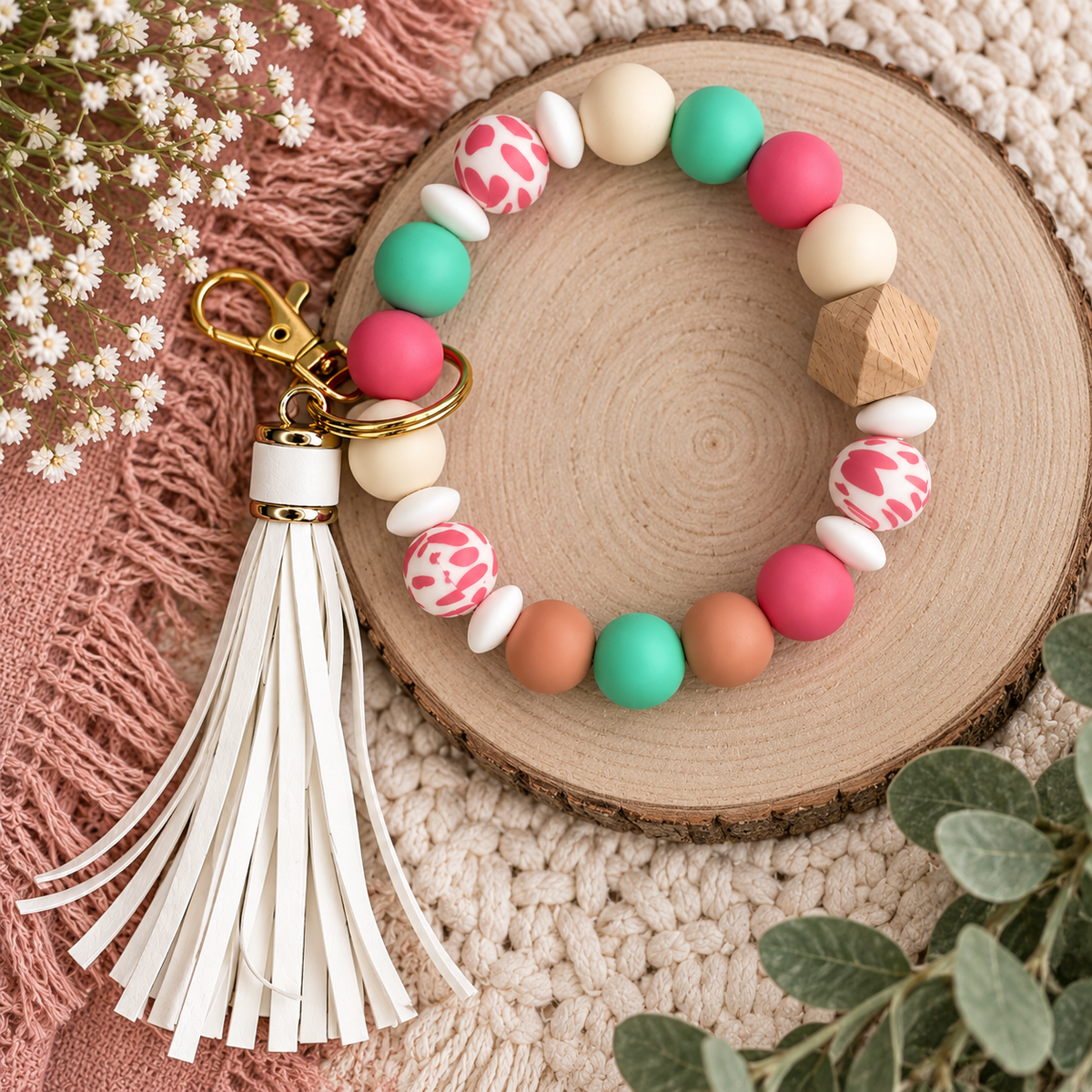 Silicone Bead Wristlets w/ Tassels
