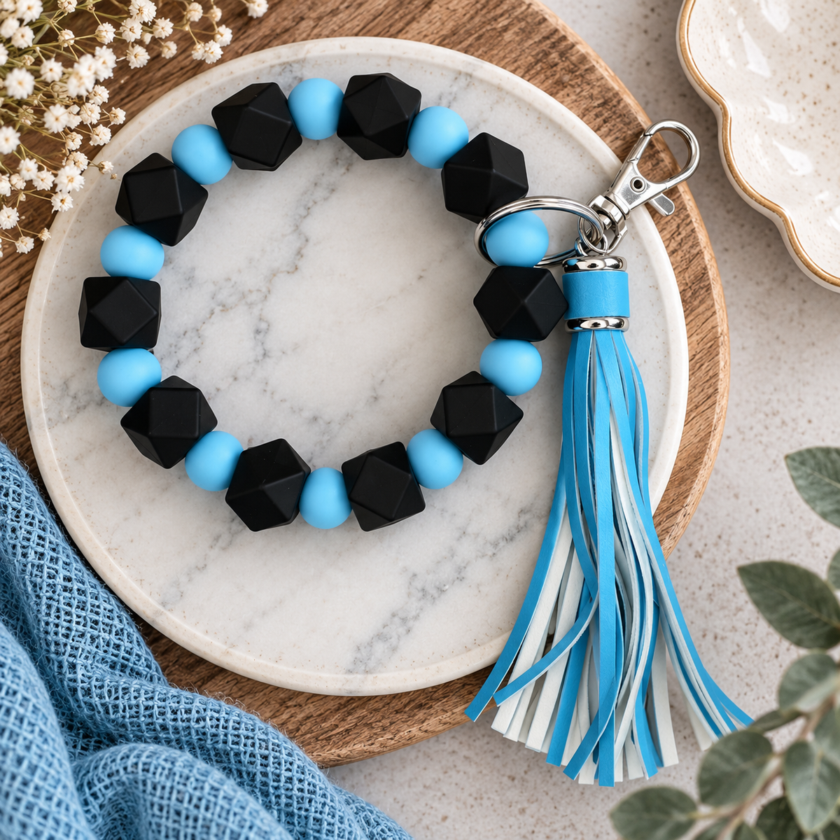 Silicone Bead Wristlets w/ Tassels