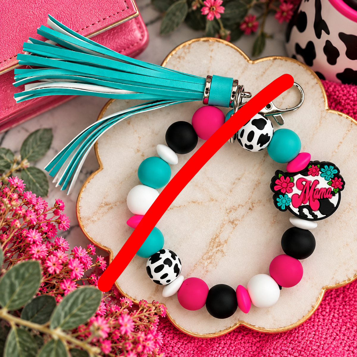 Silicone Bead Wristlets w/ Tassels