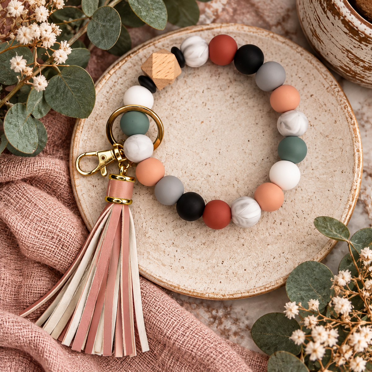 Silicone Bead Wristlets w/ Tassels