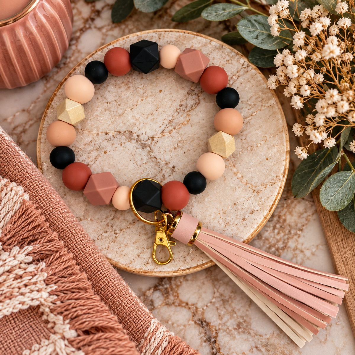 Silicone Bead Wristlets w/ Tassels