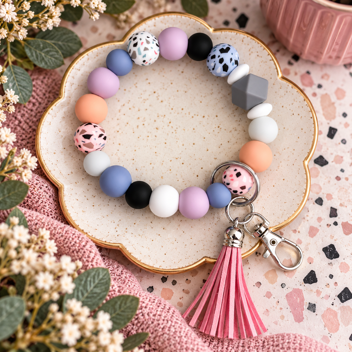 Silicone Bead Wristlets w/ Tassels