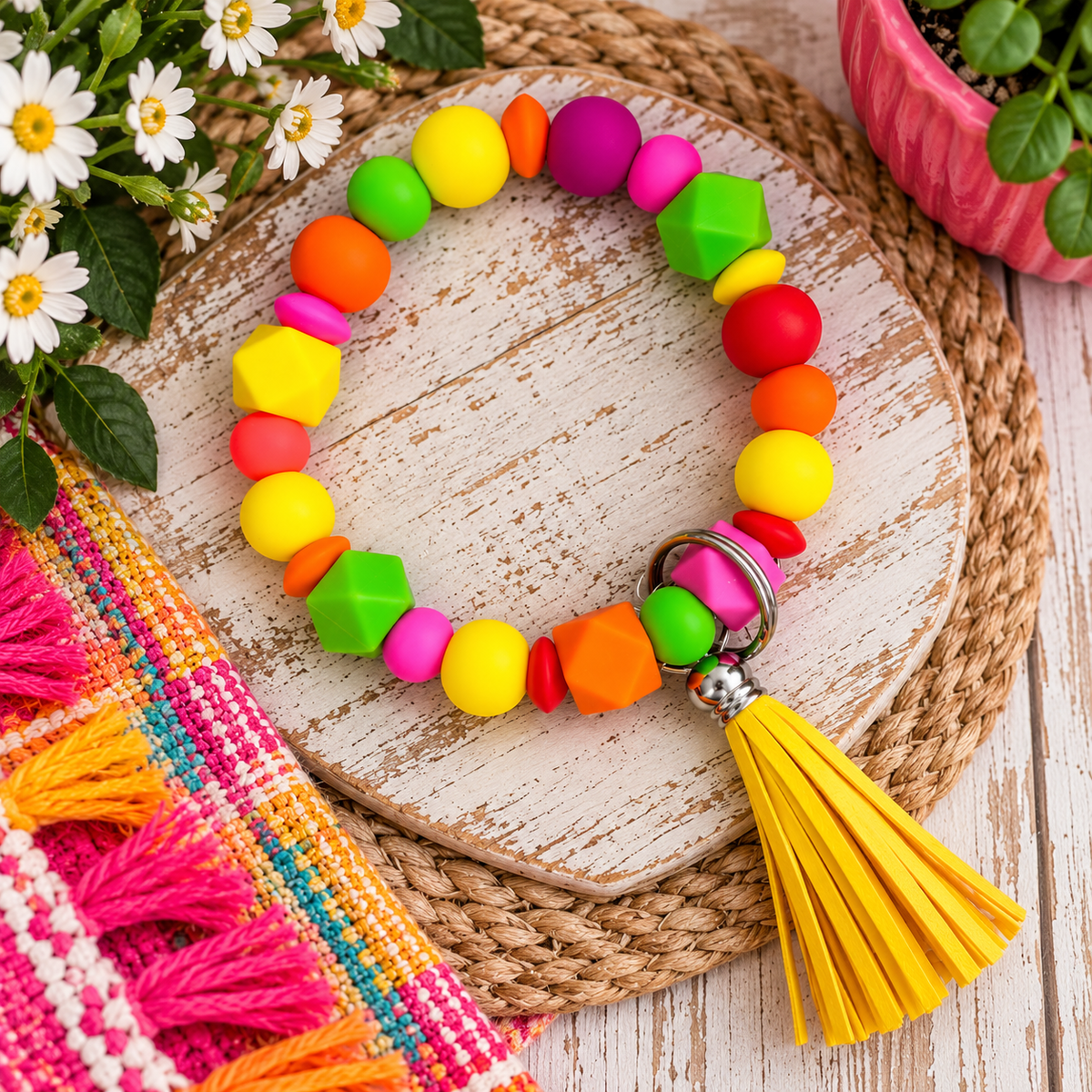 Silicone Bead Wristlets w/ Tassels