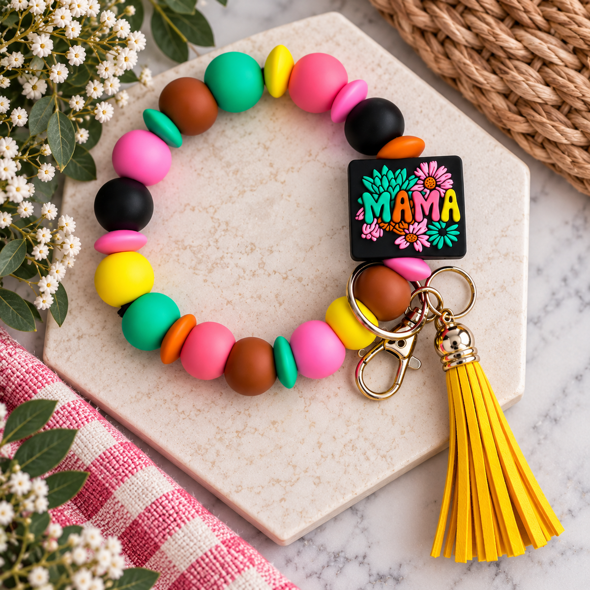 Silicone Bead Wristlets w/ Tassels
