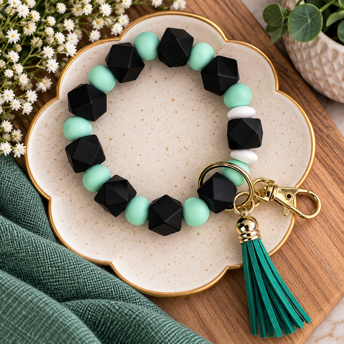 Silicone Bead Wristlets w/ Tassels