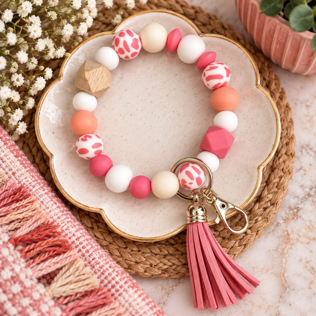 Silicone Bead Wristlets w/ Tassels