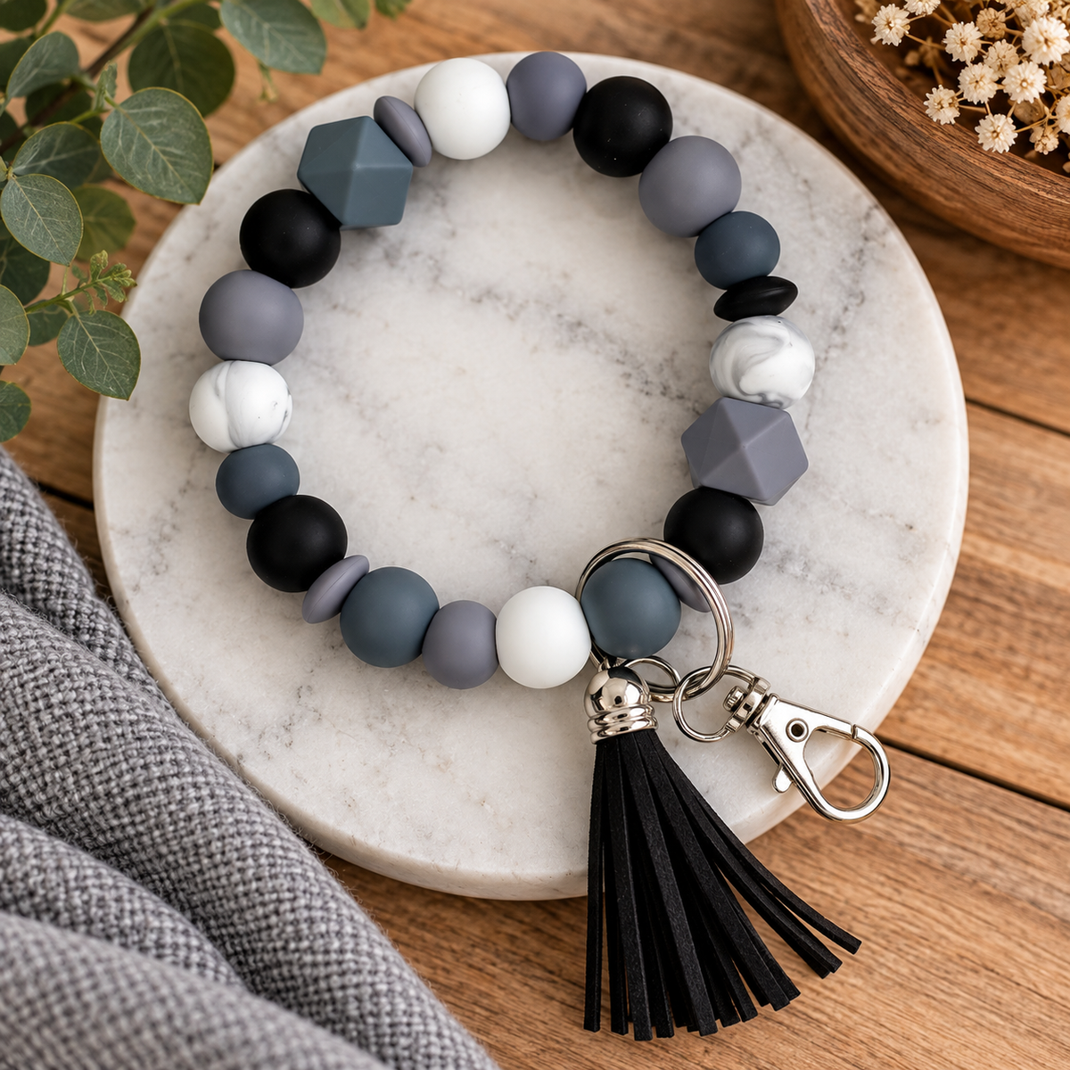 Silicone Bead Wristlets w/ Tassels