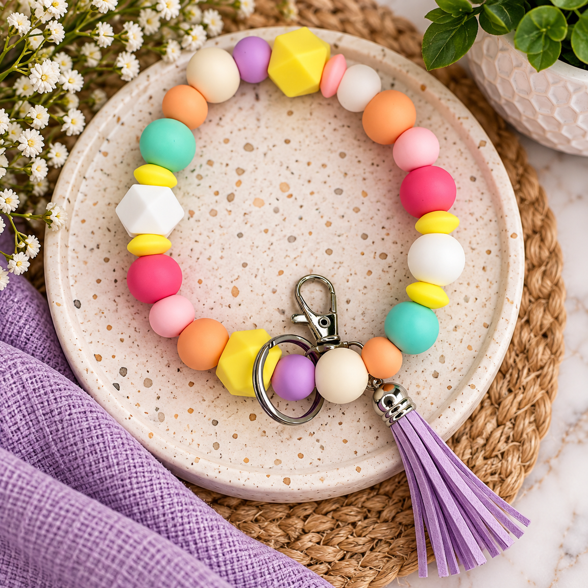Silicone Bead Wristlets w/ Tassels