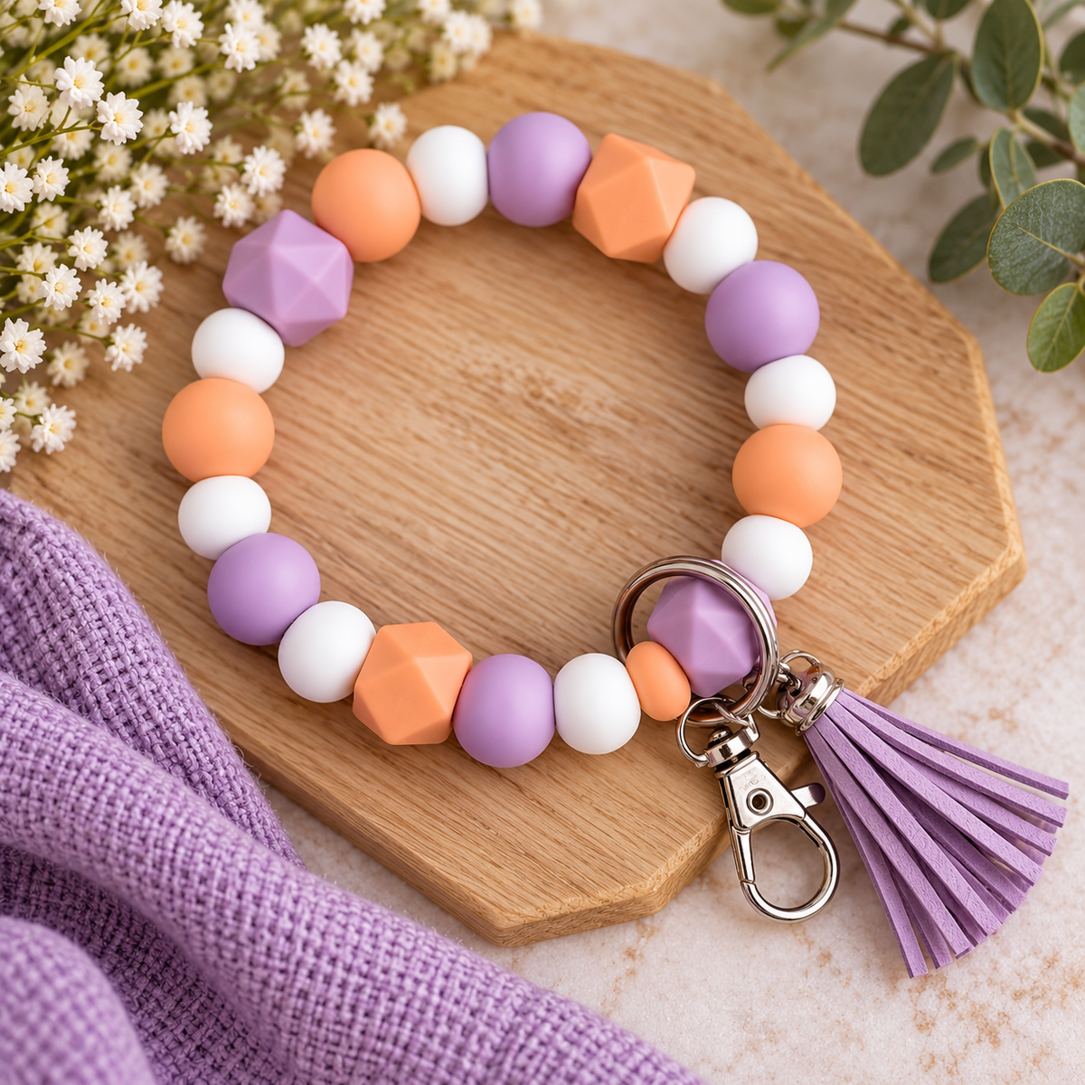 Silicone Bead Wristlets w/ Tassels