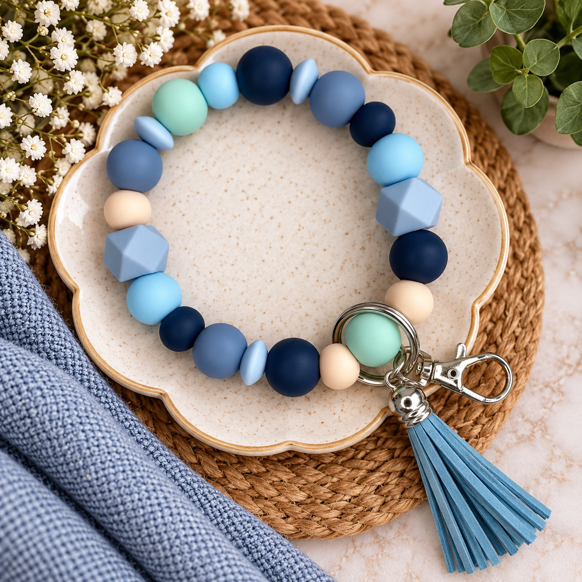 Silicone Bead Wristlets w/ Tassels