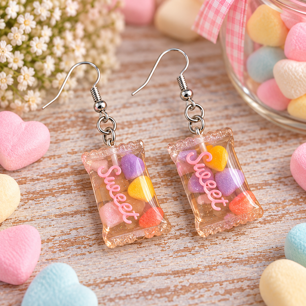 Candy & Teddy Bear Resin Earrings